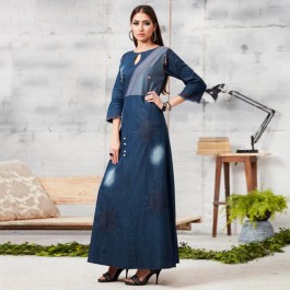 Eye-catching Blue Colored Casual Embroidered Denim Tops