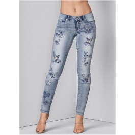 Embroidered Skinny Jeans