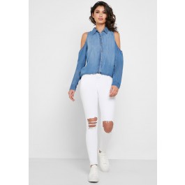 Cold Shoulder Denim Shirt