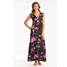 Prettysecrets Black Rose Long Nightdress