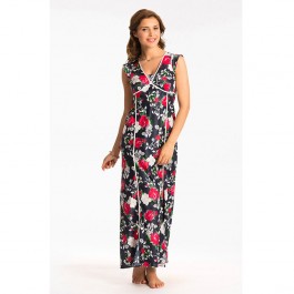 Prettysecrets Navy Floral Long Nightdress