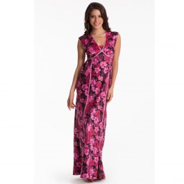 Prettysecrets Black Scarlet Floral Long Nightdress