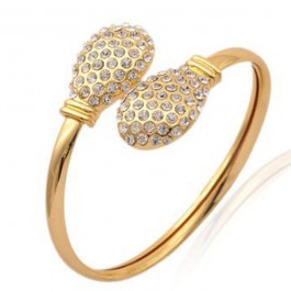 18k Real Gold Plated Diamond cut Austrian Swarovski Rhinestone Elegant Cuff Bracelet