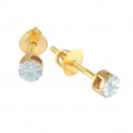 Vp Jewels 18K Solid Gold 0.04ct Genuine Diamond Solitaire Screw Back Earrings