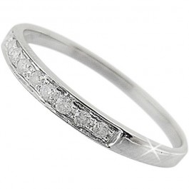 VP Jewels 18K Solid White Gold 0.10ct Genuine Diamonds Eternity Band Ring - Size US 6.5
