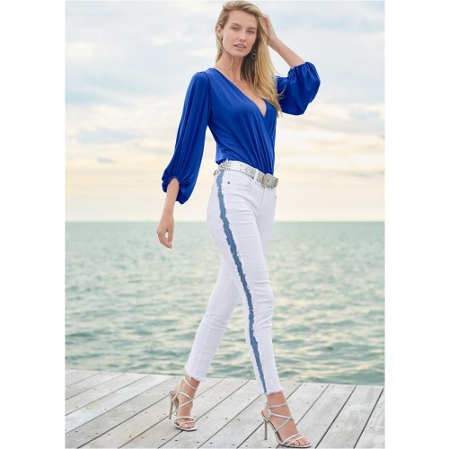 Distressed Striped Jeans