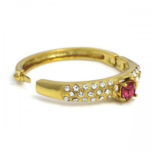 Golden Essentials 22K Gold Plated Precious Pink Baby Bangle with Cz Simulated Diamonds