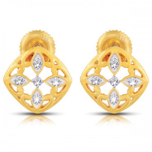 11 Diamonds - 18K Gold Plated Sterling Silver Earring with 0.05ct Diamonds