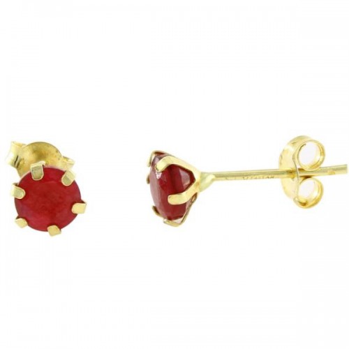 Vp Jewels 18K Solid Gold 4mm Genuine Ruby Earrings