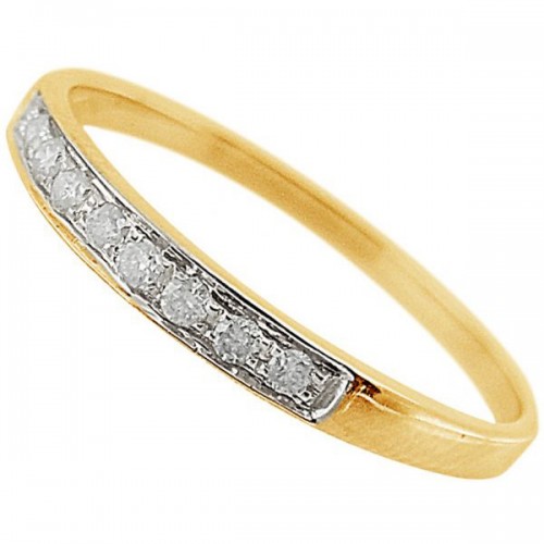 Vera Perla 10k Solid Yellow Gold 0.10KTS Genuine Diamonds Eternity Ring