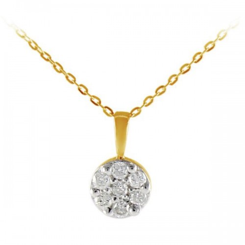 VP Jewels 18K Solid White And Yellow Gold 0.07ct Genuine Diamonds Solitaire Necklace