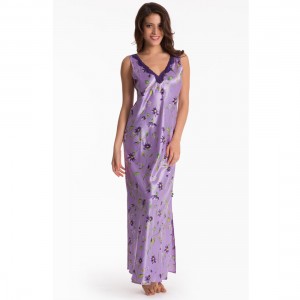 Prettysecrets Lilac Floral Long Night Dress