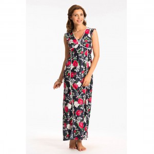 Prettysecrets Navy Floral Long Nightdress