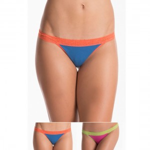 Prettysecrets Fuschia Lace & Navy Lace G-String Panty (Pack Of 2)