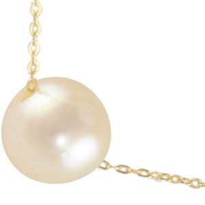 Vera Perla 10K Yellow Gold 7MM White Pearl Pendant Necklace