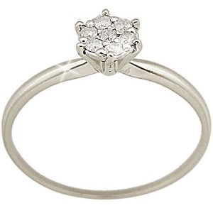 Vp Jewels 18K Solid White Gold 0.07ct Genuine Diamond Solitaire Ring - Size US 6.5