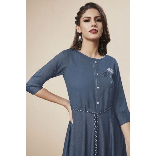 Blue Denim Fancy Kurti