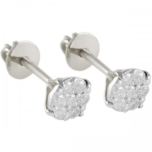 VP Jewels 18K Solid White Gold and 0.14ct Genuine Diamonds Solitaire Screw Back Earrings