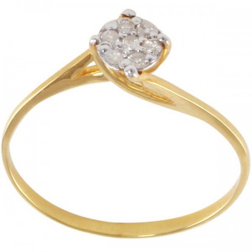 Vera Perla 10k Gold 0.07KTS Genuine Diamond Twisted Ring