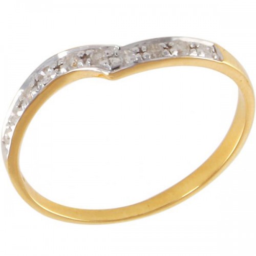 Vera Perla 10k Gold 0.10KTS Genuine Diamond Ring -Size 6 US