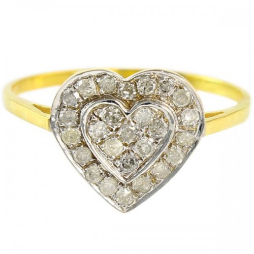 VP Jewels 10K Solid Gold 0.26ct Genuine Diamond Heart Ring - Size US 6.5